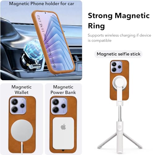 Image of Jkobi Leather Finish Back Cover Case for Redmi Note 14 5G | Redmi Note 14 SE (MagSafe Compatible Wireless Charging | Soft Touch | Camera Bump Protection)