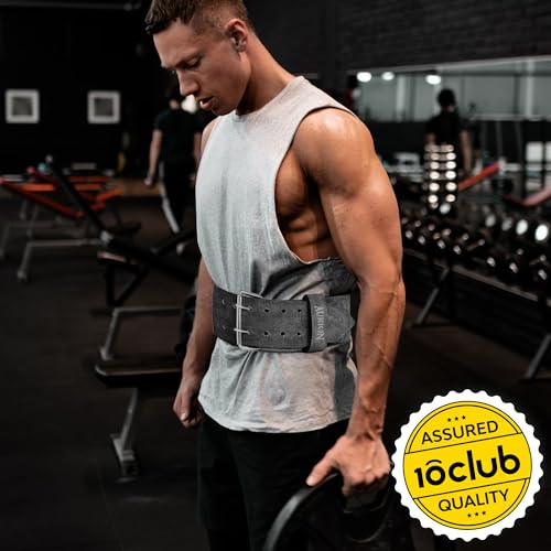 Image of Aurion Sued Leather Powerlifting Gym Belt-XXL | Weight Lifting Belt for Heavy Workout for Men & Women | Professional Heavy Weight Lifting Belt - Grey