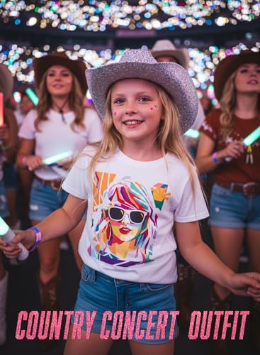 Image of Girl Country Music T-Shirt - Kids Singer Letters Graphic Birthday Shirts Gifts Fan Song Tour Concert Outfit Top
