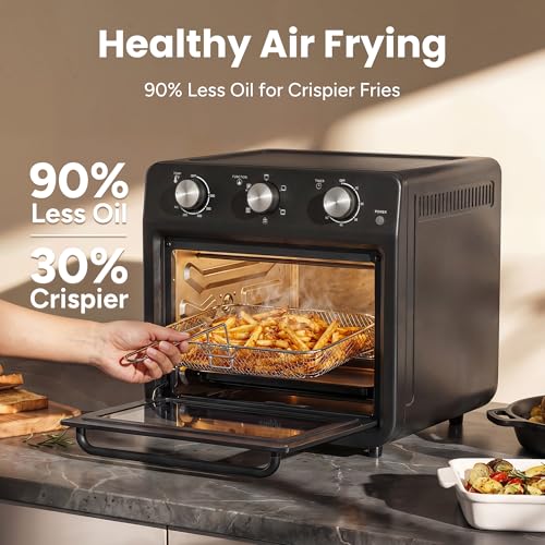Image of SMIRLY 6-in-1 Air Fryer Toaster Oven Combo, 27QT Toaster Oven - Black
