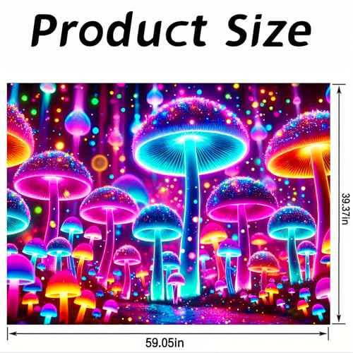 Image of Nuxovilar Neon Mushroom Wall Tapestry Polyester 78.74x59.05 In