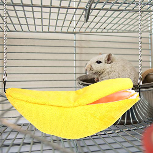 Hamster Thuis Hangend Hangmat Banaan Ontwerp Kleine Dieren Katoen Kooi Slapen Dierennest Bed Rat Hamster Speelgoed Kooi Swing (Kleur: Geel) - Image 8