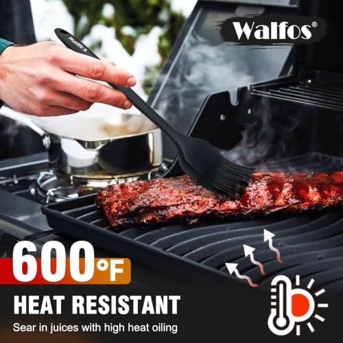 Image of Walfos 600F Heat Resistant Silicone Basting Brushes BPA Free Pastry Brush, Spread Oil Butter Sauce for BBQ Grill Baking Kitchen Cooking, Dishwasher Safe (2 SIZE) (Pack of 2)