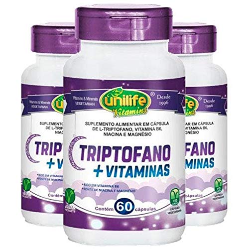 Triptofano com Vitaminas - 3 unidades de 60 Cápsulas - Unilife
