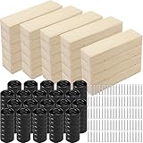 Wonderjune 12 Sets Wooden Derby Cars Kits Bulk Car Kits Derby Cars Wheels and Axles Pre-Cut Wood Basic Pine Block Set for Car Race