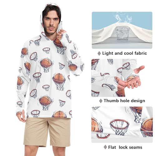 Basketball White Mens Sun Shirts Protection Long Sleeve Sailing Rash Guard UPF 50+ Golf Shirt S4