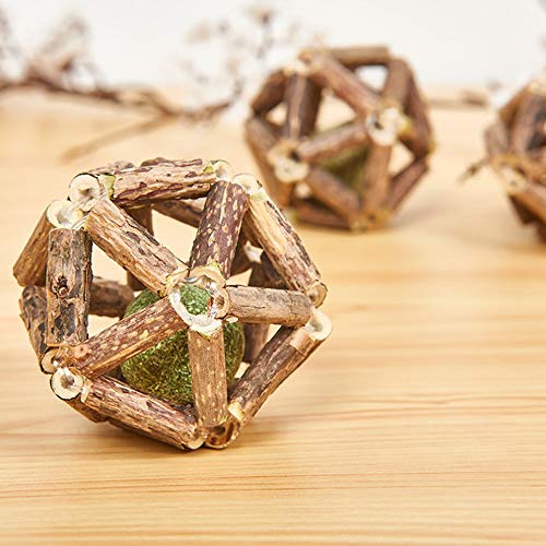 2 Stück Spielzeug mit Katzenminze, Zähne Knirschen Kauen Katzenminze Spielzeug für Katze, Naturholz Rollen Ball, Katze Interaktive Spielzeug, Steigerung des Appetits und Reinigung des Mundes