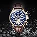 OLEVS Men's Watch Leather Brown Skeleton Automatic Mechanical Tourbillon Calendar Moon Phase Luminous Waterproof Luxury Business Wristwatch