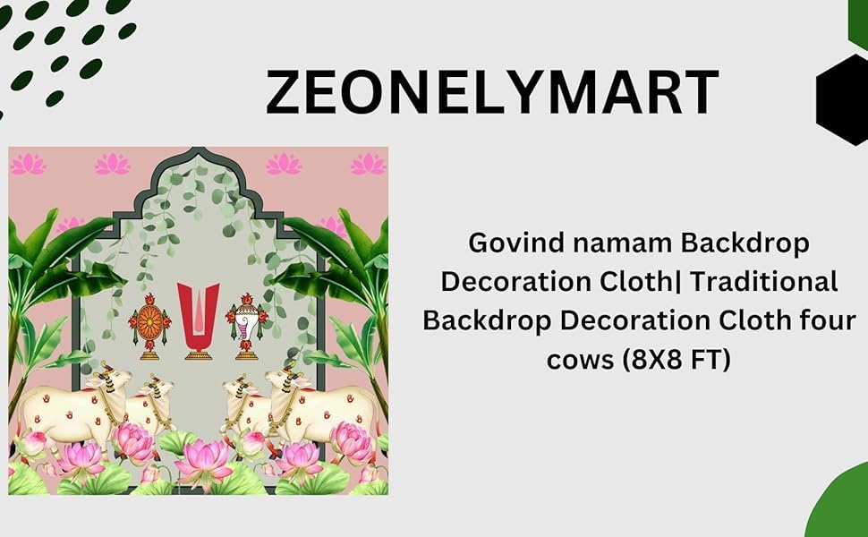 Image of Balaji Backdrop Cloth for Decoration |Govinda namam Backdrop| venkateshwara Swamy Backdrop Cloth |Pooja Backdrop 8 8ft Multi Colour | godi padwa backdrops