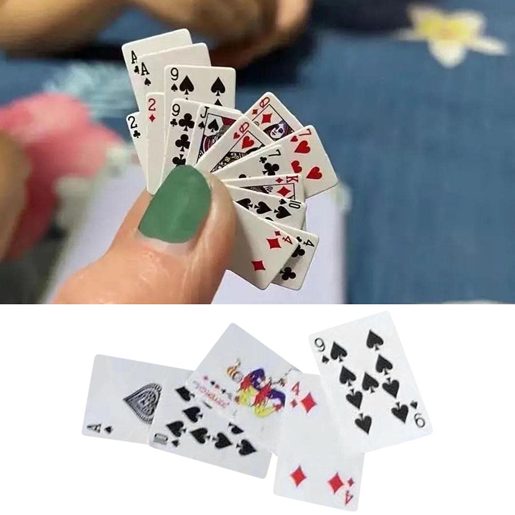 Mini-Spielkarten-Set, 3er-Pack, Je 54 Karten, Kleines Pokerdeck in Reisegröße für Erwachsene, Spiele Im Innen- und Außenbereich, Partyspaß, Tischdekoration, Beschi (Schwarz)