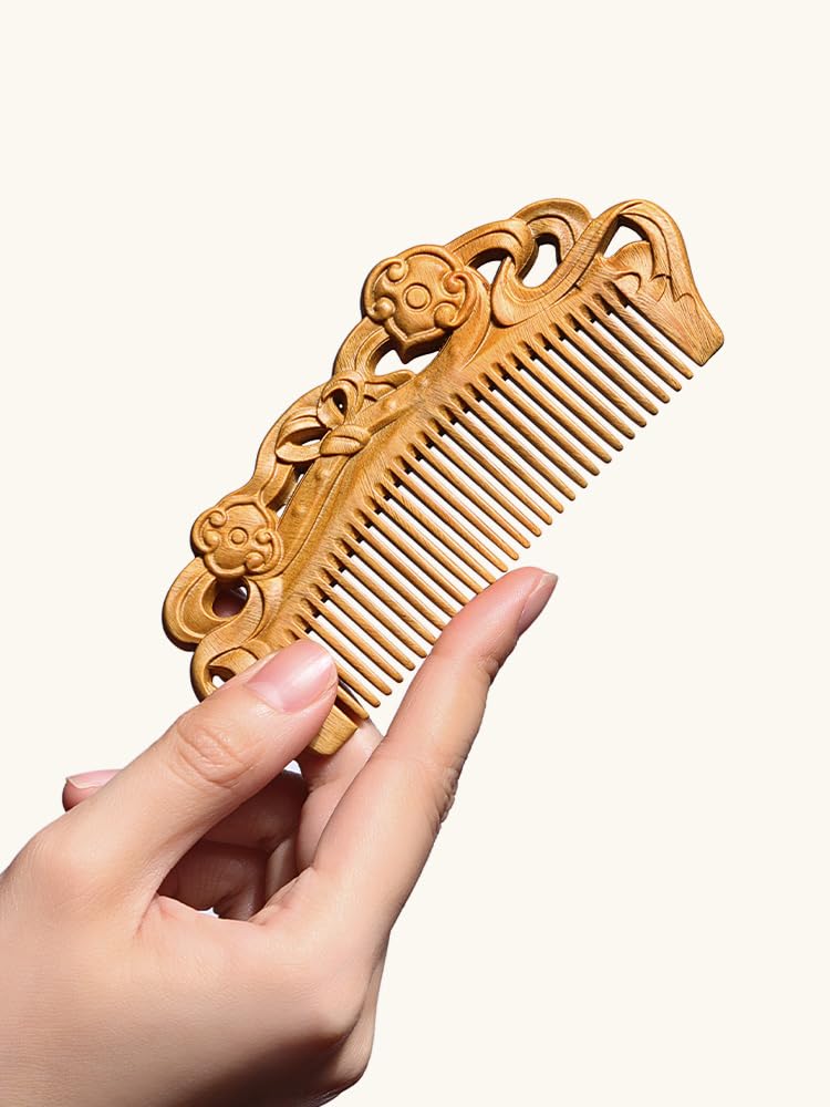 Peines para Hombres, Estilo Chino, Peine de Madera de Dientes Finos, Peine pequeño portátil, Peine para el hogar, Peine para Cabello Liso, Peine para Cabello Rizado (AA)