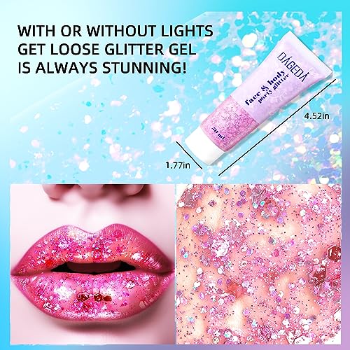 image for DAGEDA Body Glitter Gel, Face Glitters Body Gel Sequins Shimmer Liquid