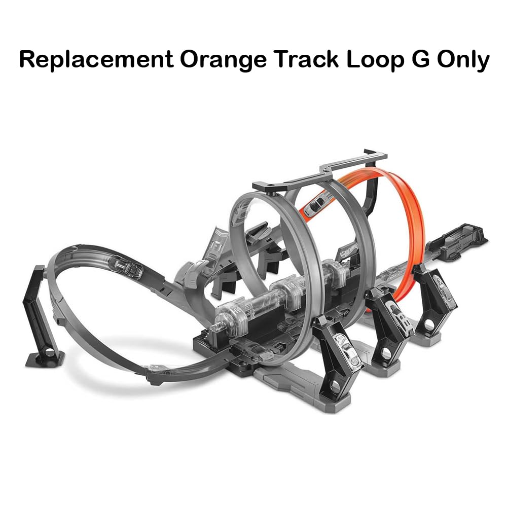 Replacement Part for Hot-Wheels Corkscrew Crash Die-Cast Vehicle Race Track Set FTB65 - Replacement Orange Track Loop G