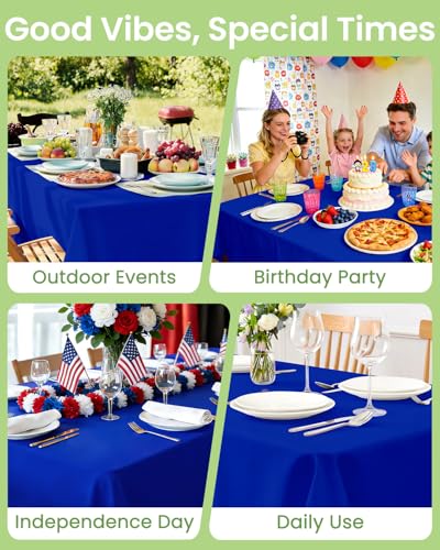 Image of LANLISA 4 Pack Blue Plastic Tablecloth Disposable, 54 x 108 Inch