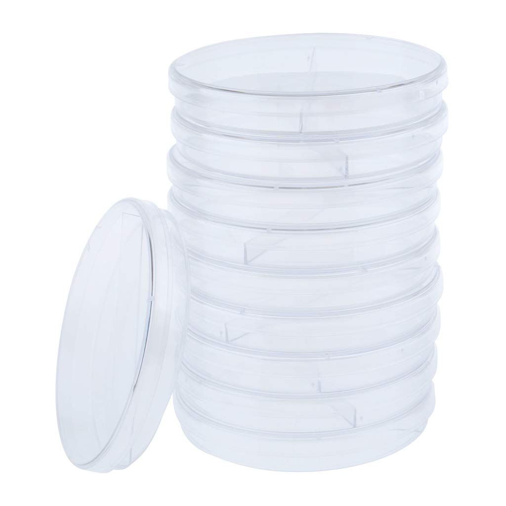 Juego de 10 placas de Petri de plástico estéril para cultivo de tejidos celulares y tapa de 90 mm, 2 rejillas
