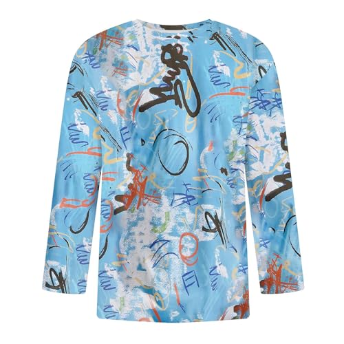 Men's Graffiti Shirt 3/4 Sleeve Art Print Graphic Tee Casual Pullover Streetwear Hip Hop Tops2