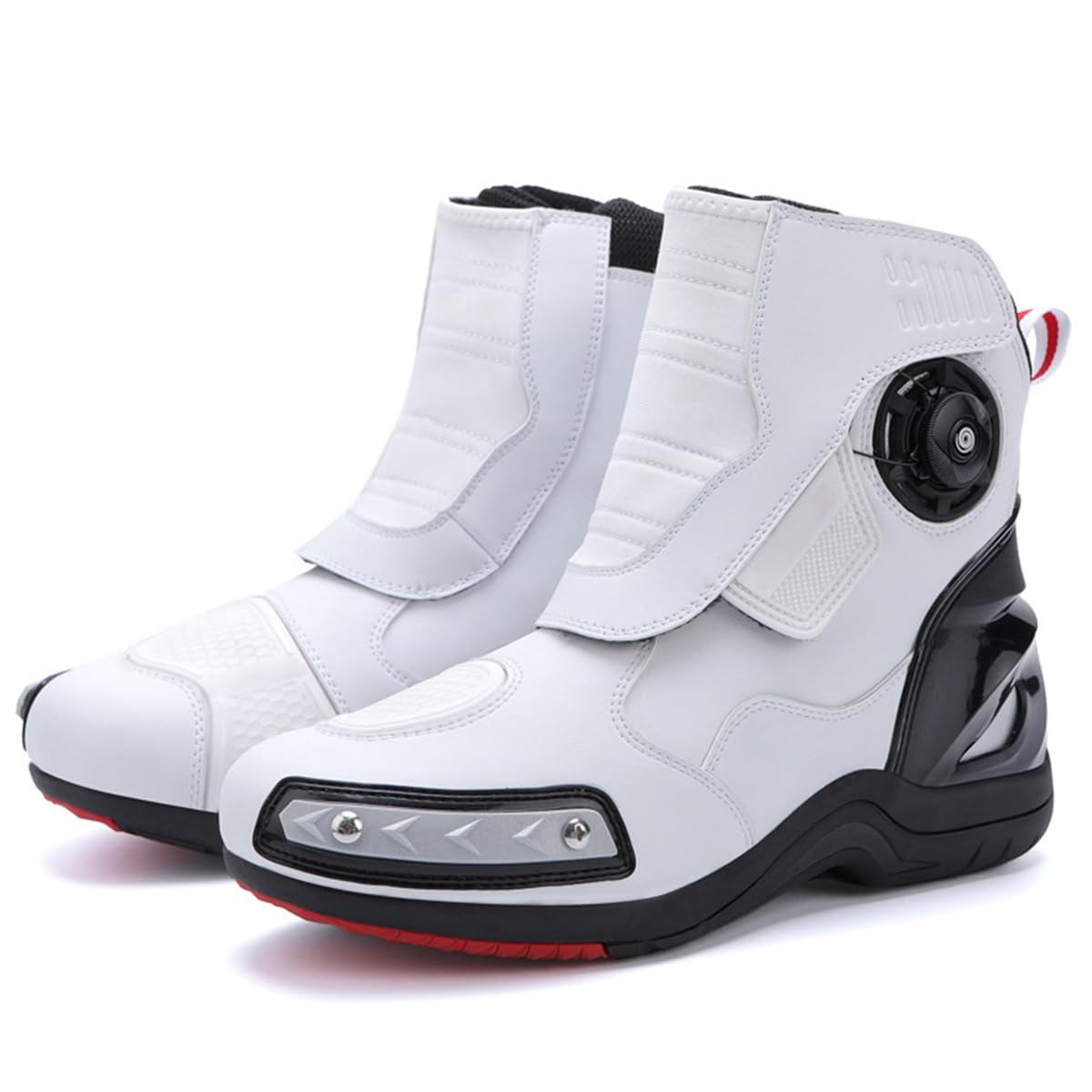 SDEQA Scarpe Moto Uomo Stivali Moto Motocross Dettagli Riflettenti | Leggere e Traspiranti con Supporto alla Caviglia e Shift Pad Suola Antiscivolo