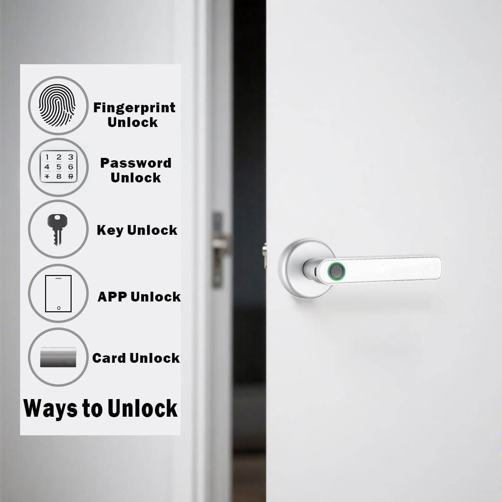 5 in 1 Smart Fingerprint Door Lock, Advanced Automatic Digital Handle with APP/Fingerprint/IC Card/Code/Keys - Image 3