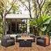 4 Pieces Outdoor Patio Furniture Set 43 In Outdoor Fire Pits Wicker Outdoor Furniture Chairs and Sofa 60000 BTU Outdoor Propane Fire Pit Table Non-Slip Cushions and Waterproof Covers, Dark Grey