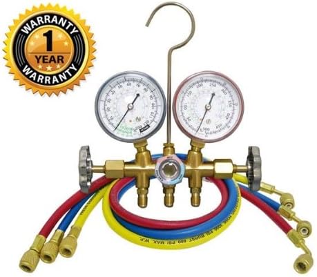 A HVAC AC Refrigerant R-12 R-22 R-502 Manifold Gauge Set Charging Hoses NEW
