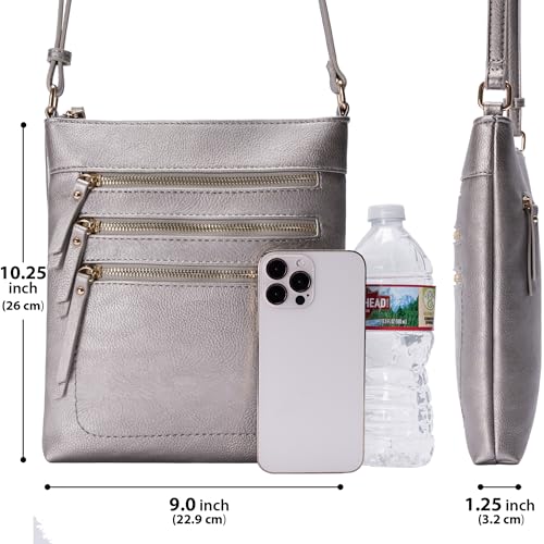 Image of Solene Crossbody Bag Functional Multi Pocket Messenger Purse Top Zip Closure Shoulder Handbag With Adjustable Strap