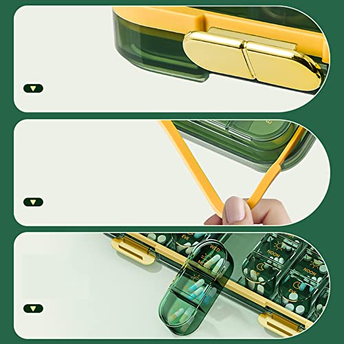 Image of Pill Organizer, Weekly Pill Dispensers, 3 Times A Day, 7 Day Pill Box, Large Compartments Travel Pill Container, Moisture-Proof Medicine Case for Fish Oil Vitamins Pills (Transparent Green)
