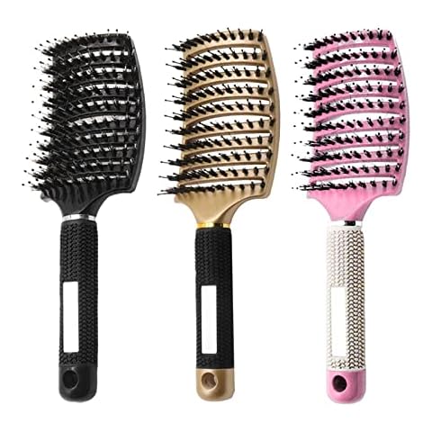 Curved Hair Brush and 3 Packs of 9.8 Inches Hair Brush,Kangsanli Professional Hairstreaq Detangling Brush for Women Men Best Brush for Tangled Hair for Wet Dry Curly Thick Straight Hair Cover