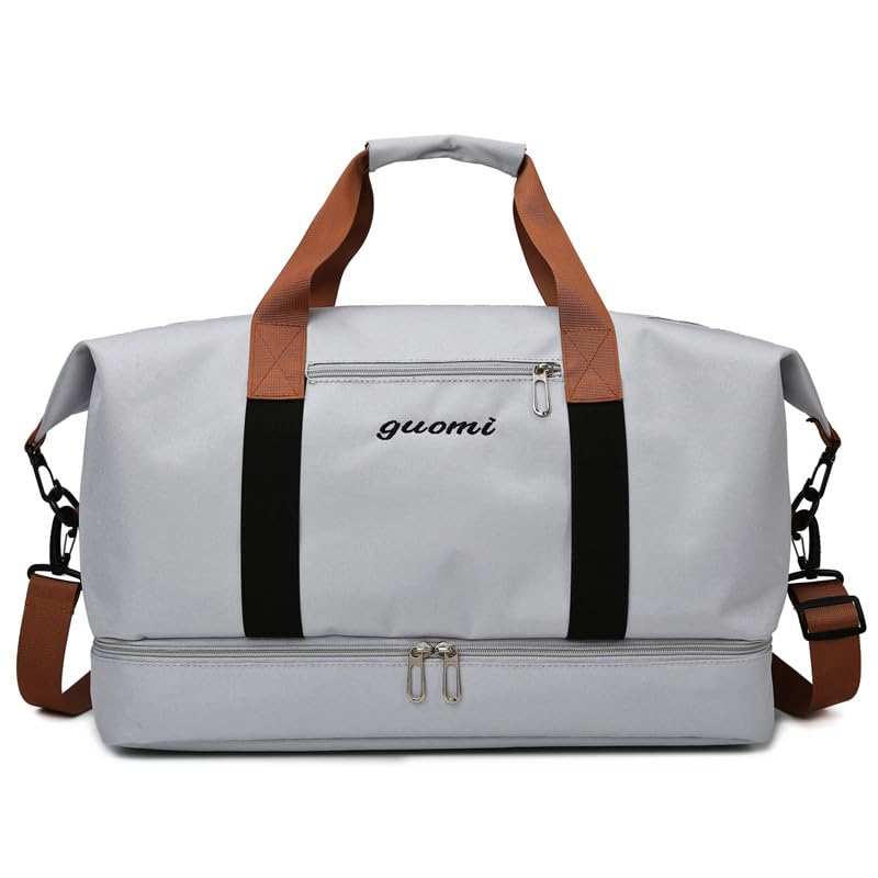 Travel Bag Waterproof Weekender Luggage Handbag with Dry and Wet Separation, Ideal for Sports, Yoga, Travel, Fitness, and Gym for Men and Women (Grey)-image-23