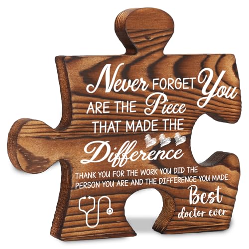 Thank You Gift for Doctor Physicians Ideal,Wooden Retro Puzzle Piece Desk Decor,...