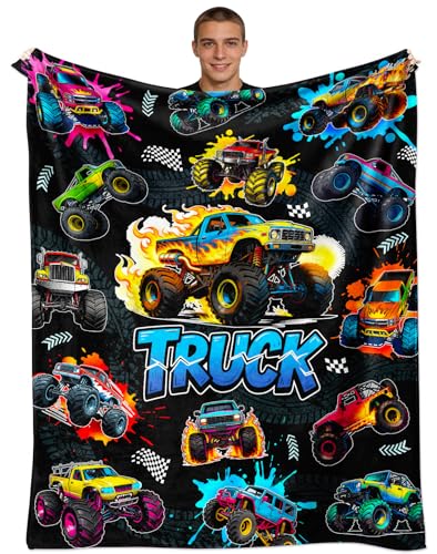 Truck Blanket Gifts for Men Boys Soft Flannel Monster Car Throw Blanket Truck Stuff Merch Decor 50x40