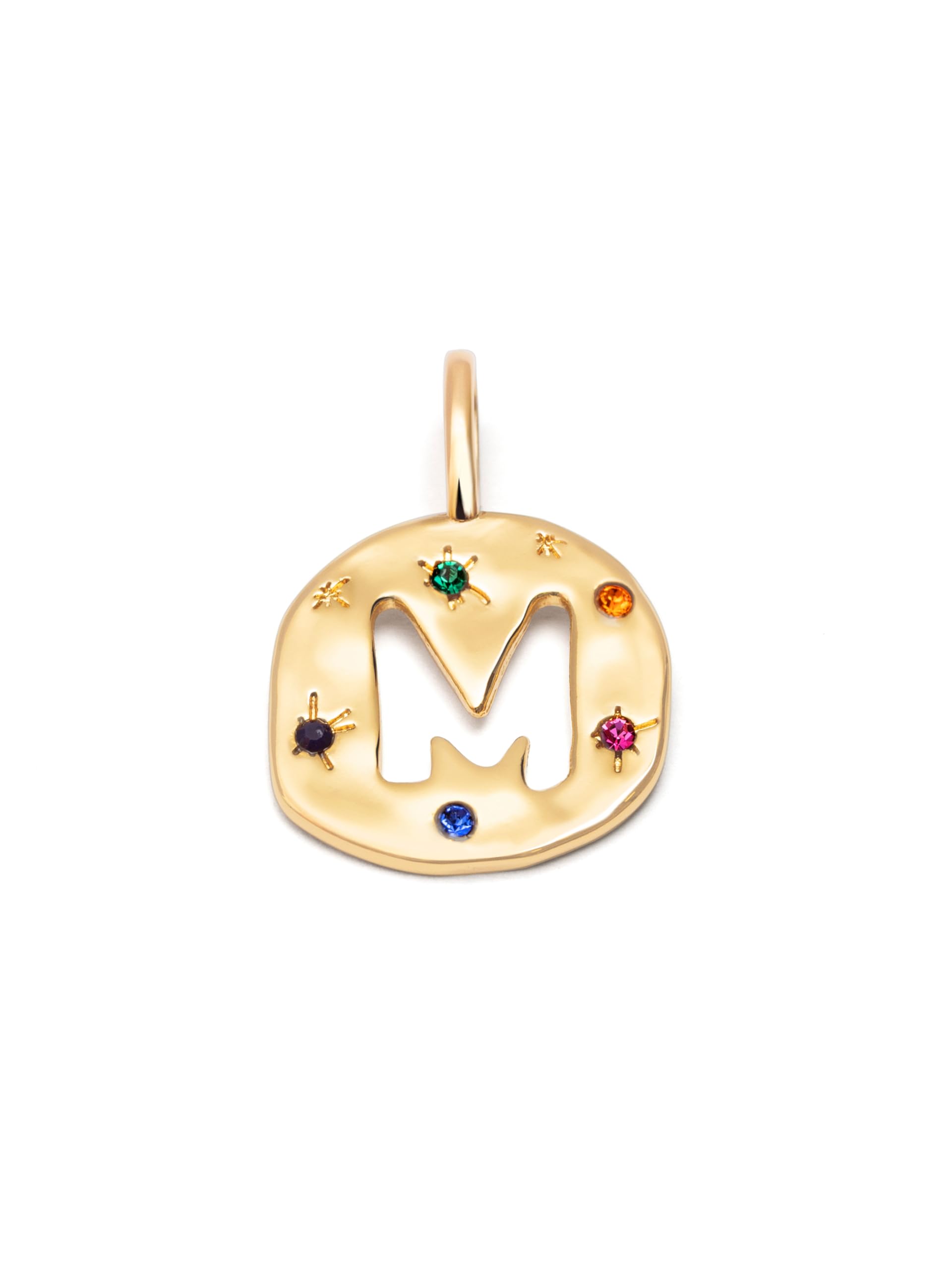 SINGULARU - Charm Personnalisé Organic Colors Letter. Laiton avec Plaqué Or 18 Kt et Zircones. Bijoux pour Femme. Lettre A-Z.