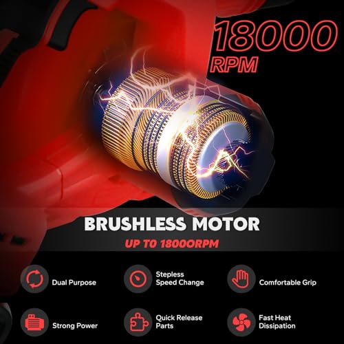 RexLeLXB Cordless Leaf Blower for Milwaukee 18V Battery with Brushless Motor, 6 Variable Speed Up to 180MPH, 2-in-1 Blower & Vacuum, Handheld Electric Blowers or Lawn Care/Dust(No Battery) - Image 3