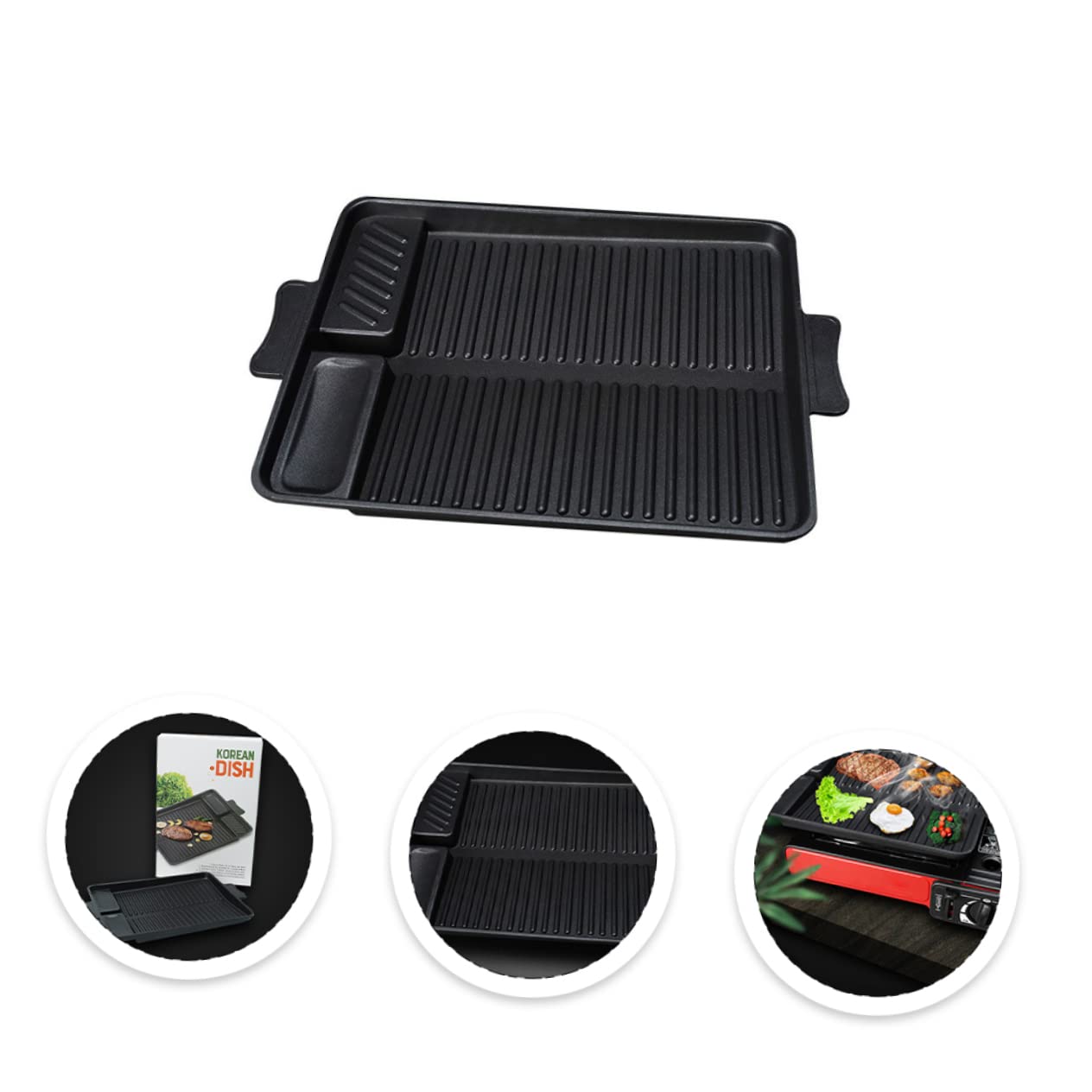 UKCOCO Sartén para Asar Rectangular De Herramienta para Barbacoa Al Aire para Asados Caseros Revestimiento Antiadherente Tipo Mármol