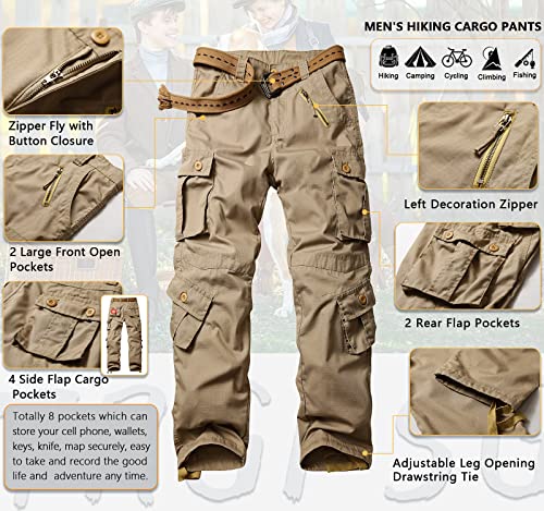 Trgpsg Men's Ripstop Wild Cargo Pants Multi-Pocket Military Army Camo Casual Work Combat Trousers 5335 Khaki 34 #TOP3