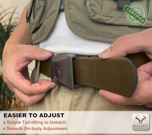 Image of BULLIANT Men Tractical Belt,Stretch Western Rigger Web Belt For Cowboy Military Heavy Duty Hiking Hunting 1.5 inch-Cut For Fit