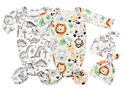 Image of Terriboo Newborn Baby Boy Long Sleeve Sleeper Gown Coming Home Outfit Nightgown Hat Set 0-3 month (Green)