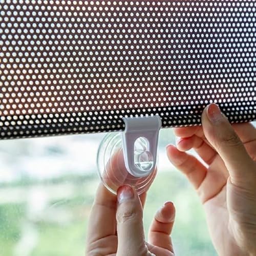 Image of Car Window Sun Shade Roller with UV Protection | Retractable Mesh Car Curtain with Suction Cups for Side Windows and Home Glass | Heat Shield Privacy Cover for Travel