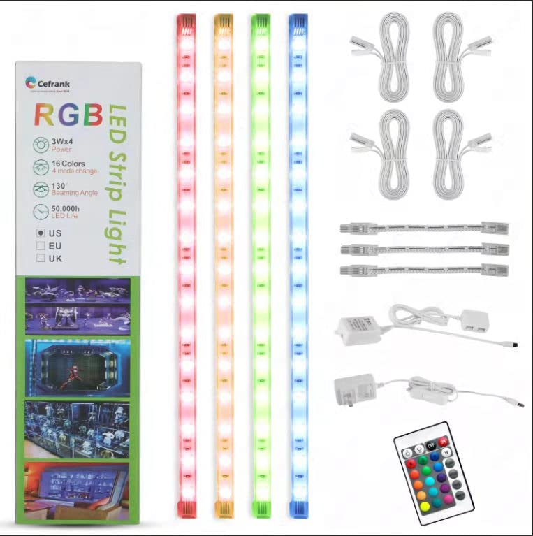 RGB LED ライトバー 4本セット Amazon.co.jp: フィギュア ライト LED ライトバー キャビネット