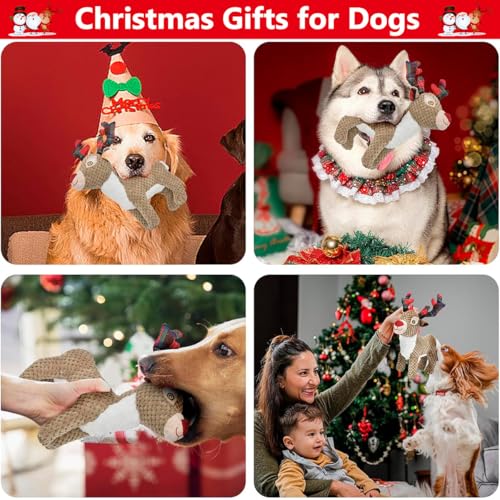 CHAWONER Weihnachtselch Plüsch Haustier Spielzeug - Interaktives Quietschspielzeug für Langeweile Xmas Dog & Puppy Tething Chew Toy, Perfekt für Kleine, Mittlere oder Große Hunde, Geburtstagsgeschenk
