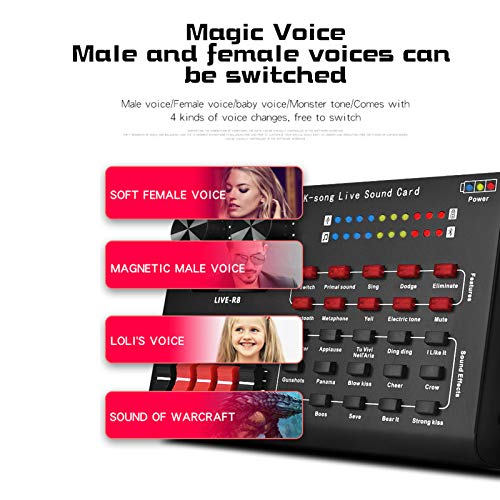 Pedkit Sound Mixer Board, R8 Voice Changer Sound Mixer Board Voor Live Geluidskaart Meerdere Geluidseffecten Audio Mixer… - Image 4