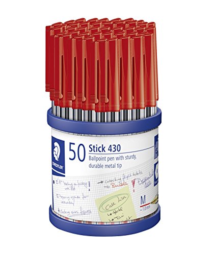 Staedtler 430 m2cp50 Medium Kugelschreiber Stick – Rot (50 Stück)