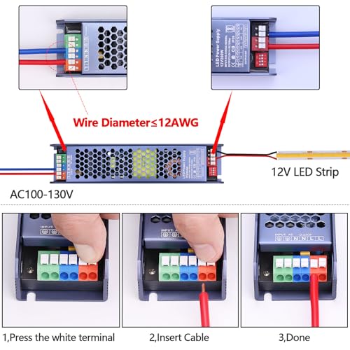 Image of GOMING CE Ultra Thin 12V 200W Power Supply LED Driver | AC 100-130V to DC 12V 16.7A Lighting Transformer Constant Voltage for LED Strip Light
