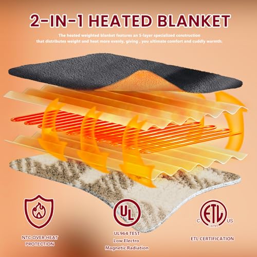 JKMAX Heated Electric Blanket King Size - 100"x90" Flannel Heating Blanket with 10 Heating Levels & 5 Time Settings Over-Heat Protection, Winter Warmer for Adults with ETL Certification(Grey)