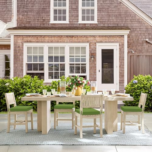 Image of Basic Beyond Outdoor Chair Cushions Set of 4, Square Corner Outdoor Cushions for Patio Furniture, Water Resistant Patio Chair Cushions with 2 Ties, 18.5x16x3, Grass Green