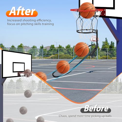 GADFISH Basketball Rebounder, 180° Rotatable Basketball Return Attachment with 3 Stable Large Hooks, Heavy Duty Basket Ball Accessories Ball Return Training Aid for 18" Rim Basketball Hoop - Image 4