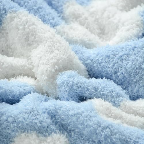 Image of JOOJA Soft Knitted Baby Cloud Blanket Cozy Swaddling Receiving Blanket for Newborn Nursery Toddler Infants Kids30x40 Inch Blue Cloud