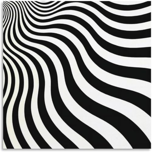 Affiche Bridget Riley Intake en toile noir et blanc 30x30cm pour salon moderne