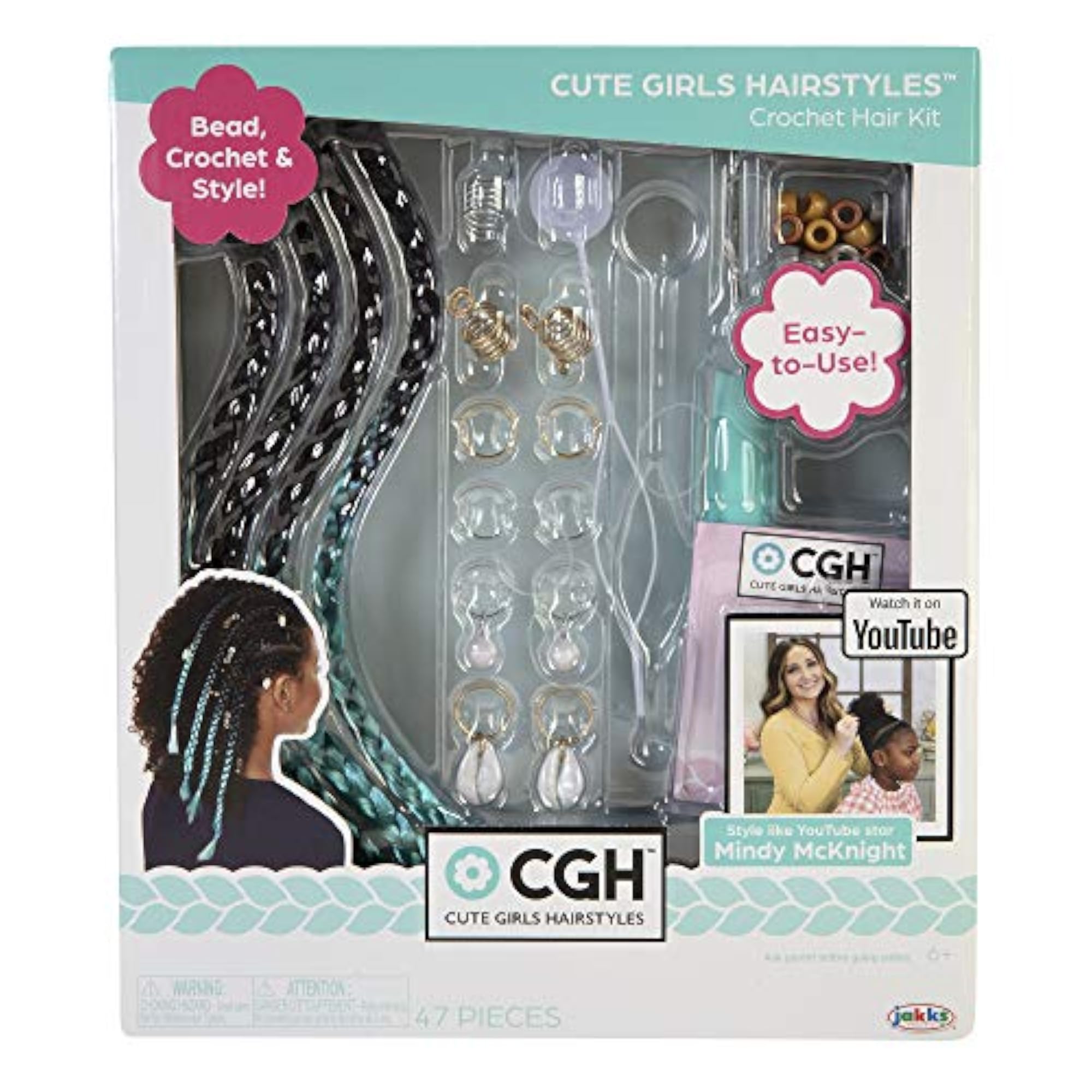 Cute Girls Braid Extensions & Beads Crochet Hair Kit