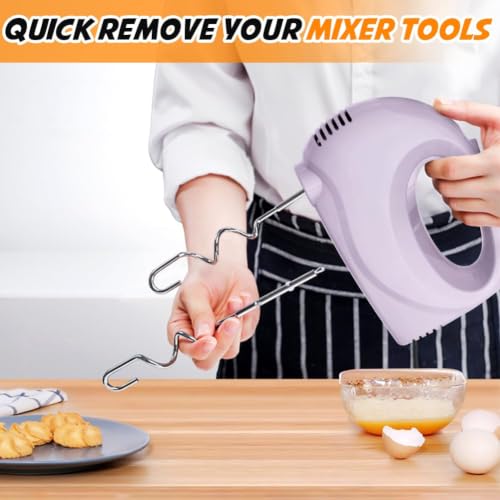 Image of Showvigor Electric Hand Mixer with 5 Stainless Steel Whisks,5 Speed,Violet