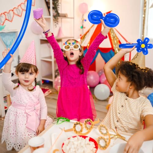 Image of LXZFCRG 260 Blue Balloons, 100pack Thickening Skinny Latex Long Balloons for Balloon Animals Balloon Garland Twisting Balloon Modeling Birthday Party (Blue)